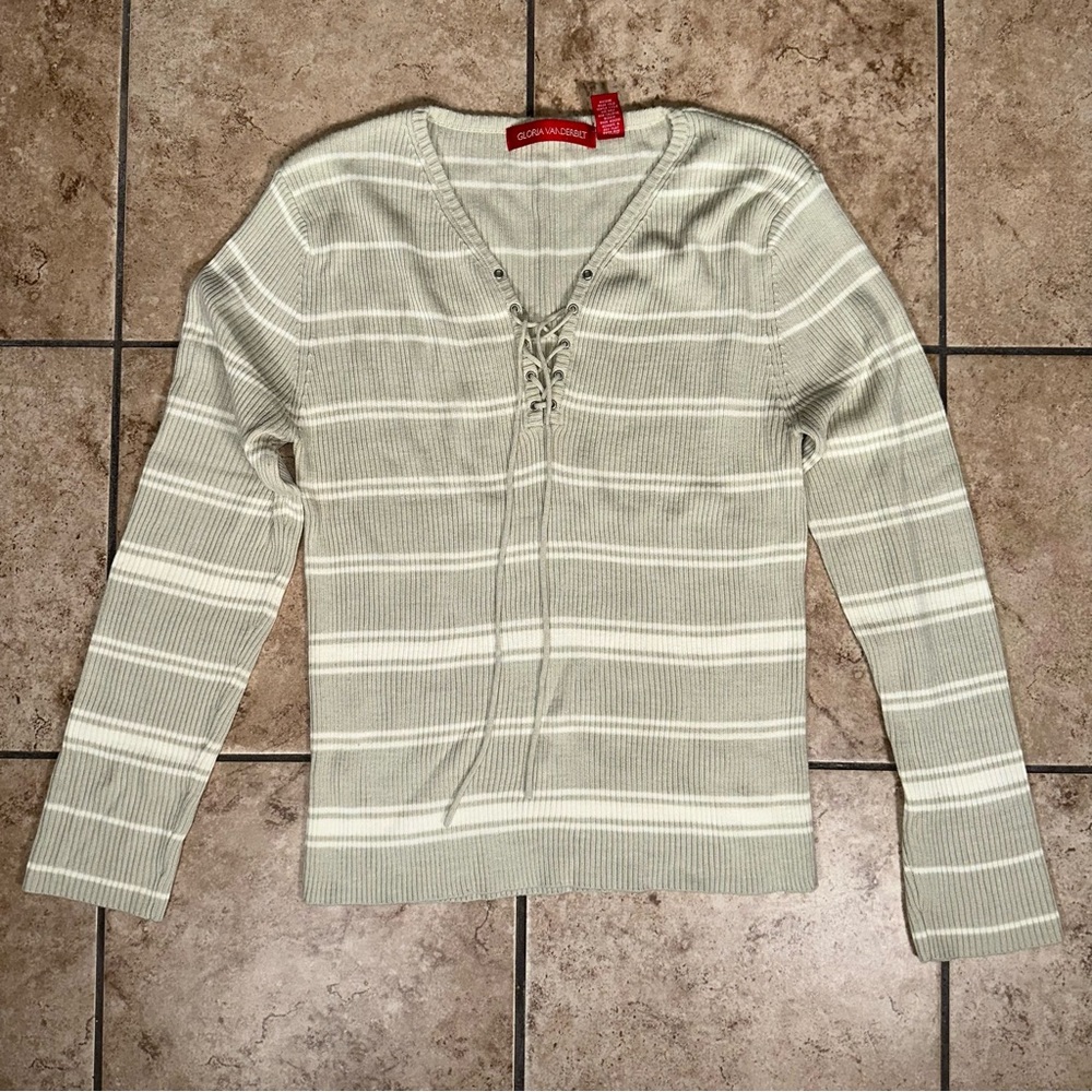 Gloria Vanderbilt Striped Long Sleeve Shirt M